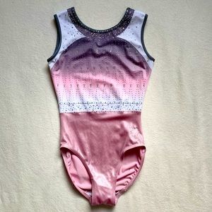 Pink/ grey little stars gymnastics leotard